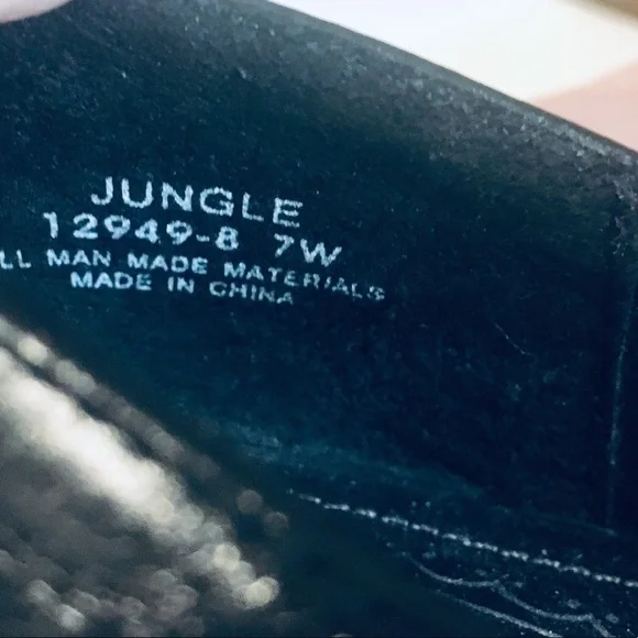 Life Stride Black Leather Block Heel Slip On Jungle Loafers Sz 7W - Picture 8 of 8